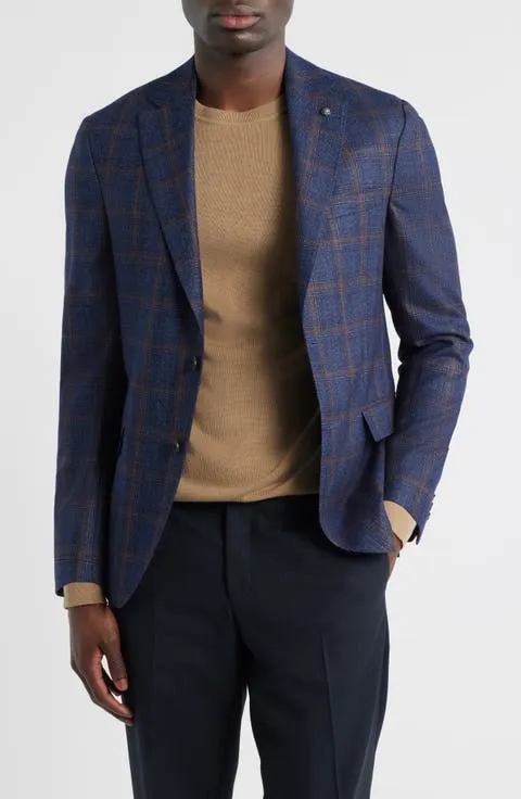 Jack Victor Midland Contemporary Fit Plaid Wool & Silk Blend Sport Coat