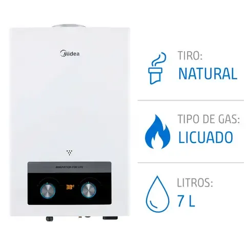 Calefón Gas Licuado 7 Litros Tiro Natural Ionizado