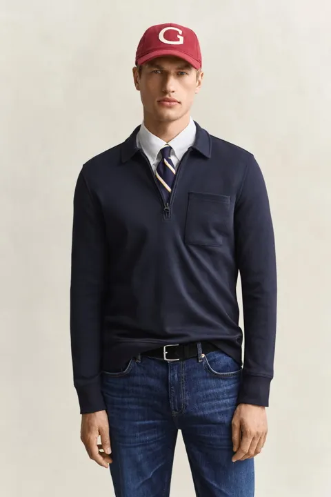 Genser med krage og half-zip