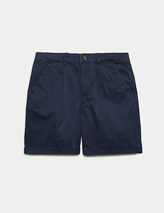 Chinoshorts mit hohem Baumwollanteil und Falten (6–16 J.)