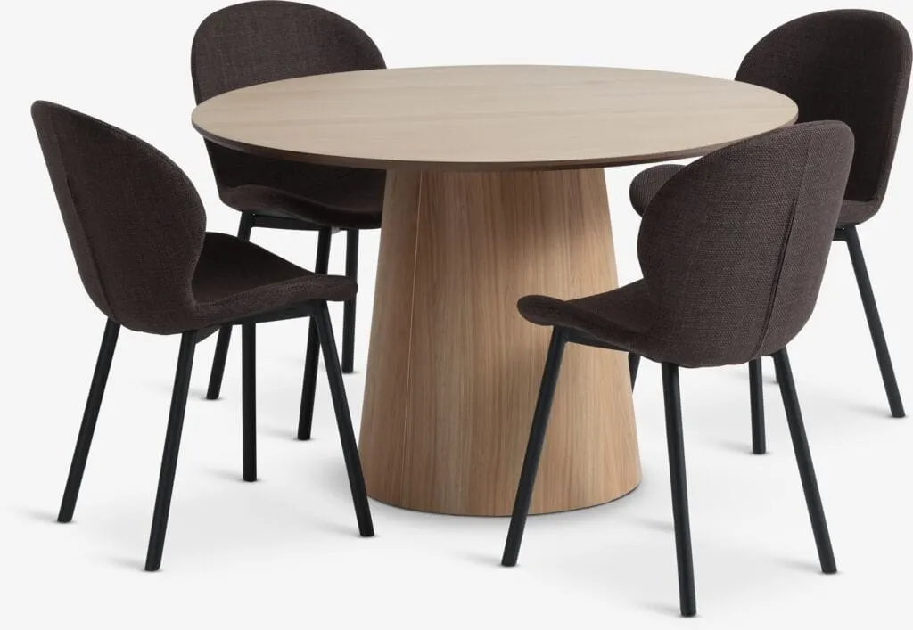 KLIPLEV Tavolo Ø120 rovere naturale + 4 GEVNINGE beige/nero