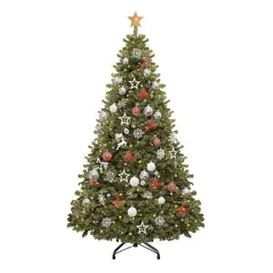 Árbol de Navidad Artificial Balconera Verde 230cm 550 LED, 1346 Ramas, con Soporte Metálico Plegable, Decoración para Fiestas, Montaje Rápido