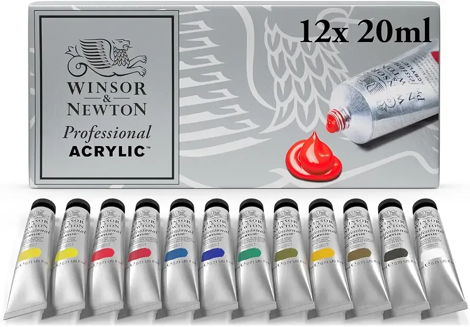 Winsor & Newton Artists' Acrylic Color 12-Tube Set, 20ml