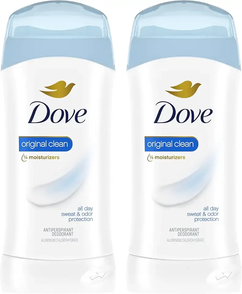 Dove Invisible Solid Antiperspirant Deodorant Stick 2 Count Original Clean, for Women, For All Day Underarm Sweat & Odor Protection 2.6 oz