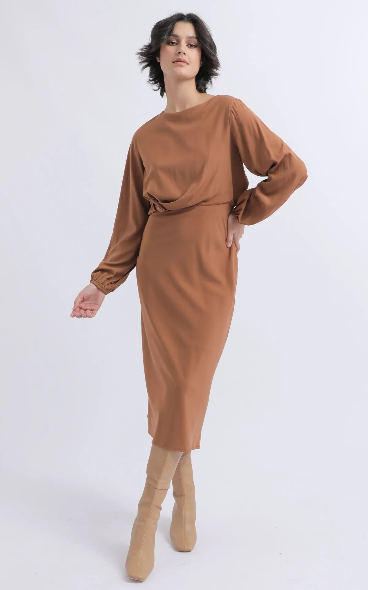 CDC High Neck LS Midi Dress