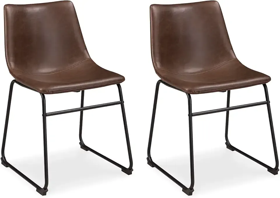 Signature Design by Ashley Mid Century Centiar 18.75" Dining Bucket Chair, 2 Count, Black and Brown
