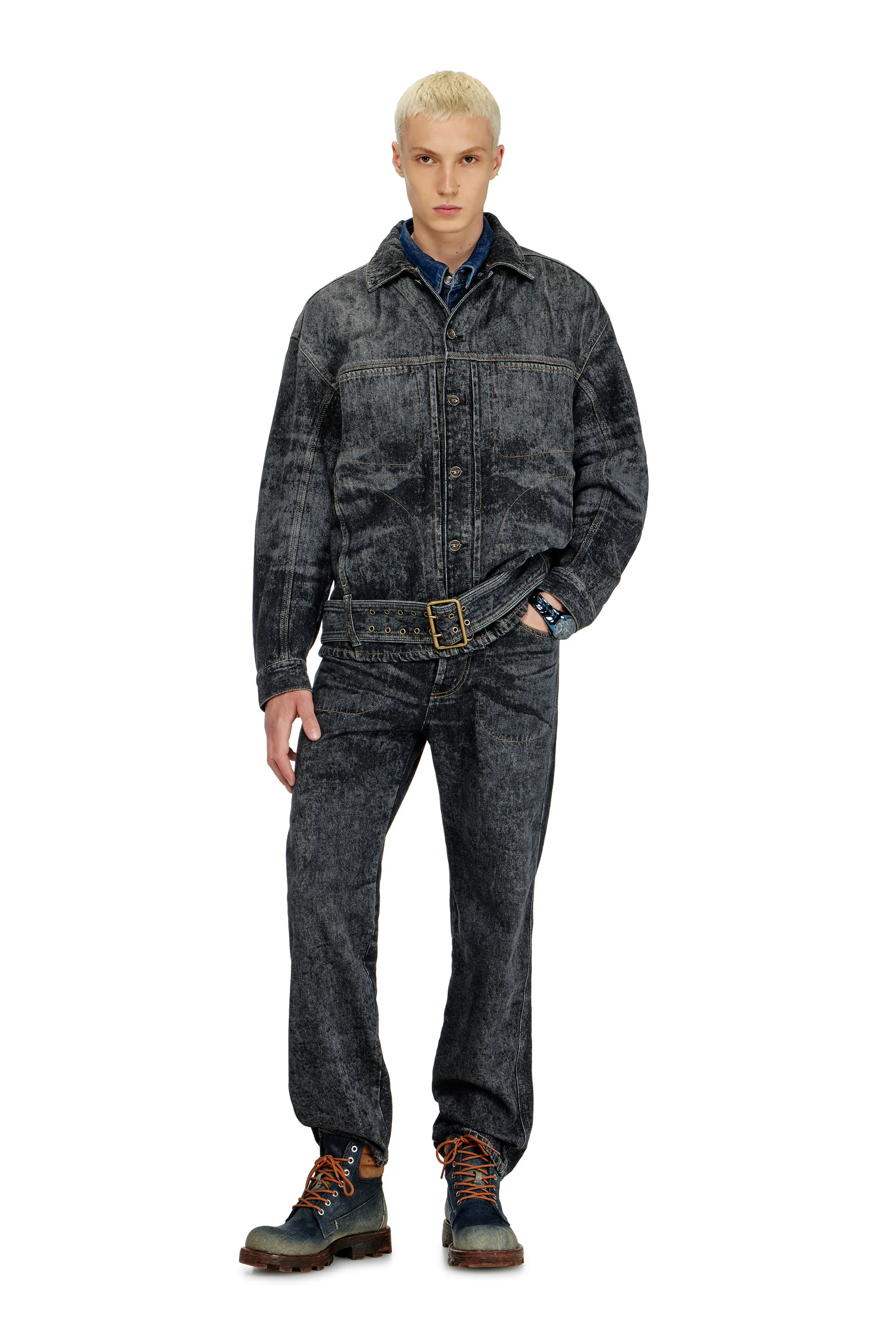 Biker-inspired denim jacket