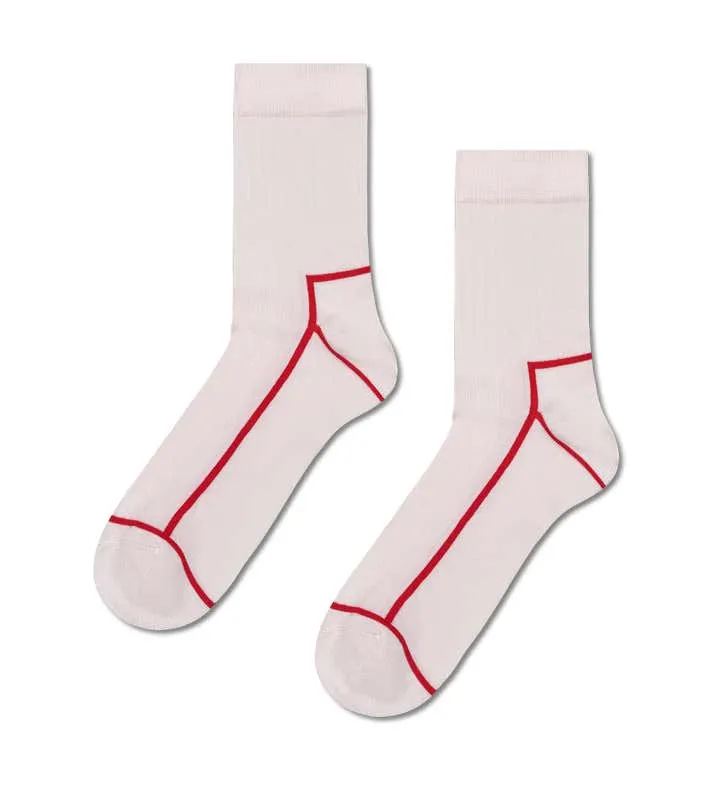 Contrast Stripe Short Crew Sock