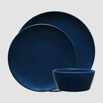 Noritake Navy on Navy Swirl 12pc Dinner Set
