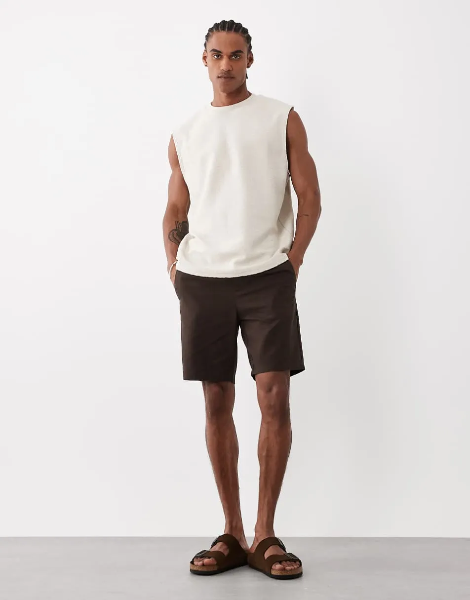 ASOS DESIGN super heavyweight oversized tank in beige texture