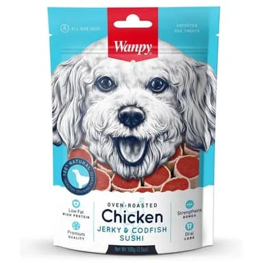 Wanpy Chicken Jerky with Codfish Sushi Dog Treats