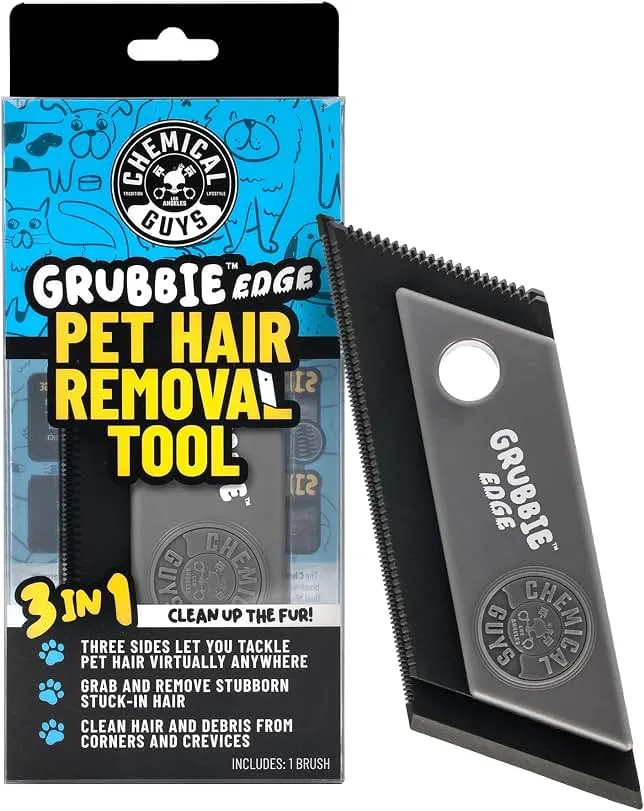 Chemical Guys Grubbie Edge Pet Hair Removal Tool – Reusable Pet Hair & Lint Remover for Car Interiors, Upholstery, Carpets, Seats, and Ho…