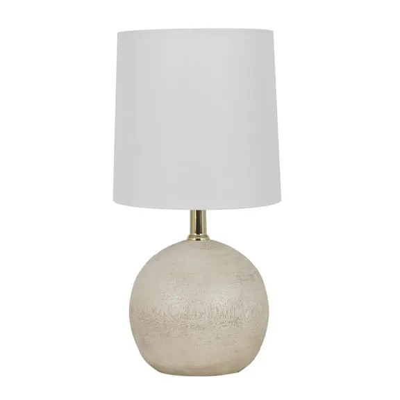 Mainstays 12.75 Inch White Ball Table Lamp with White Linen Shade