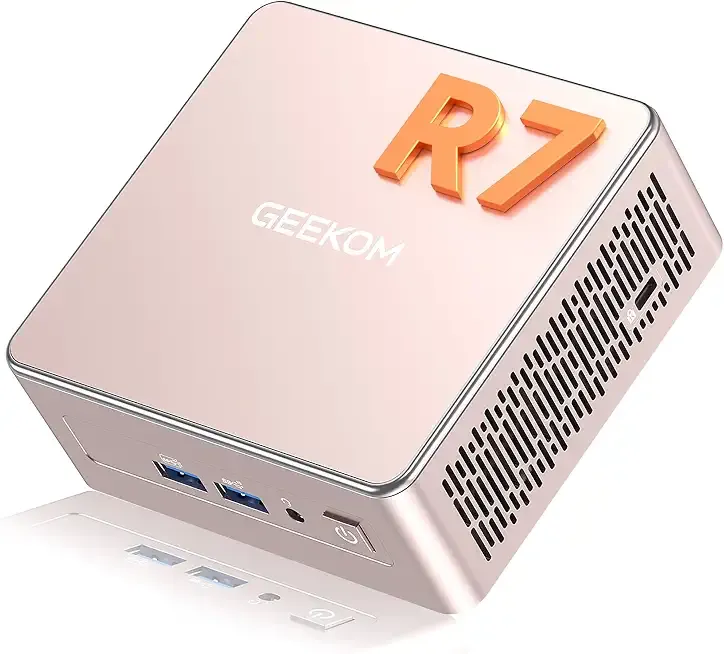 GEEKOM A5 2027 Edition Mini PC, Ryzen 7 7730U, 16GB RAM, 256GB NVMe SSD | Dual HDMI, 4 Display, Wi-Fi 6, BT5.4, Gigabit Ethernet, SD card reader, 3-year Coverage, Business Ready Mini Desktop Computer