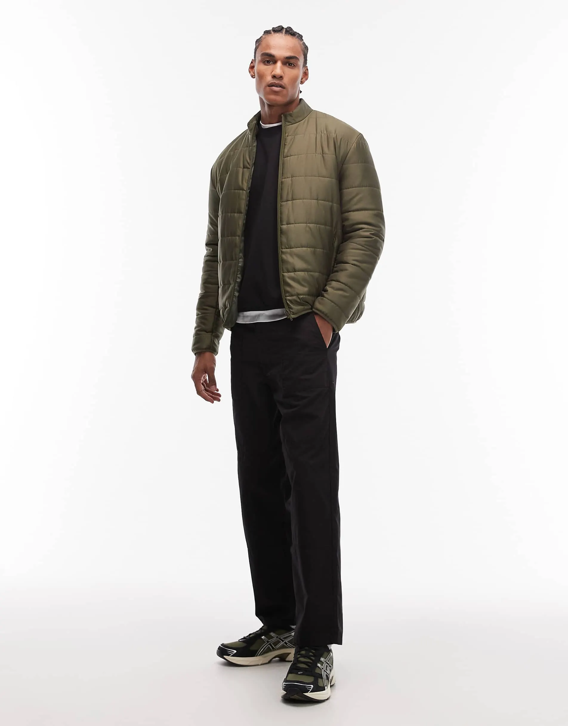 ASOS DESIGN peakMAX™ liner jacket in khaki