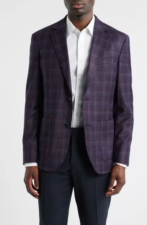 Purple Shadow Check Wool Sport Coat (Regular & Big)