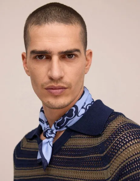 Bloc Twill Scarf Blue Fleur