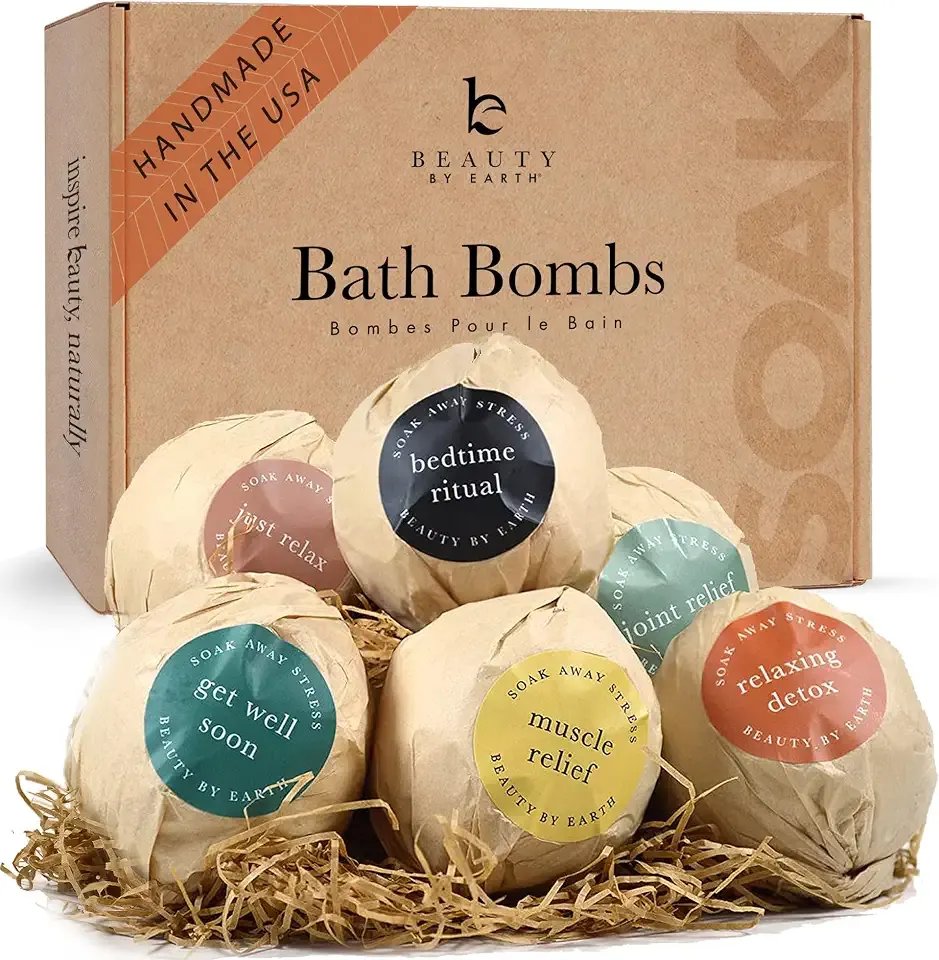 Bath Bombs Gift Set - USA Made with Organic & Natural Ingredients, Relaxing Spa Gifts for Women & Men