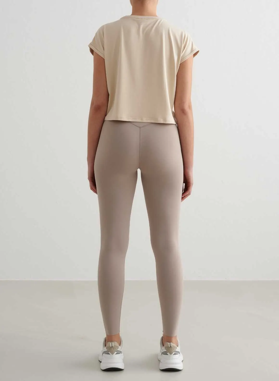 Café Au Lait Soft Basic Roll Sleeve Top