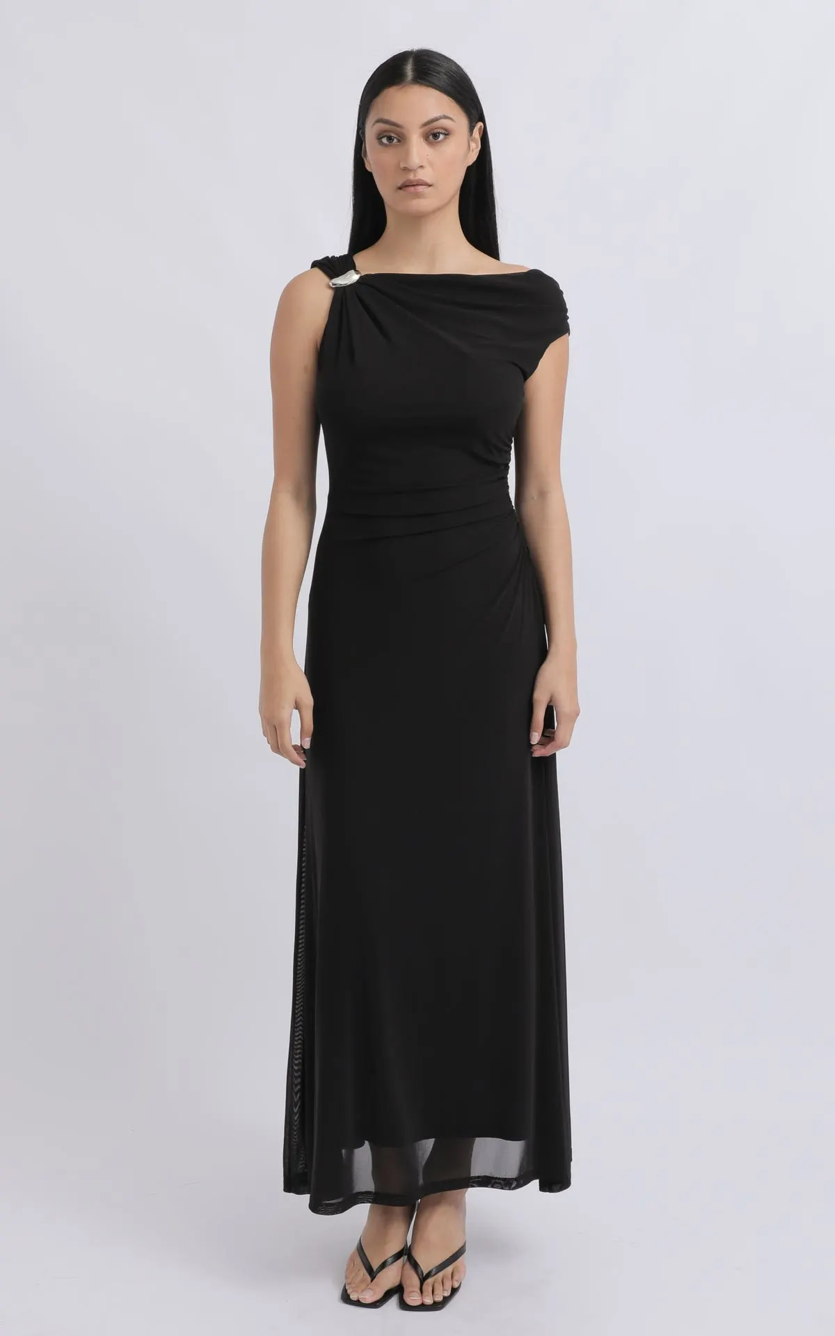 Mesh Cold Shoulder Gown