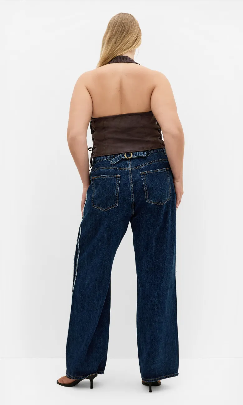 Harlow Sueded Halter Zip Top - espresso