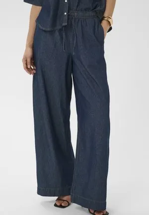 Kaffe Wide leg - dark blue chambray