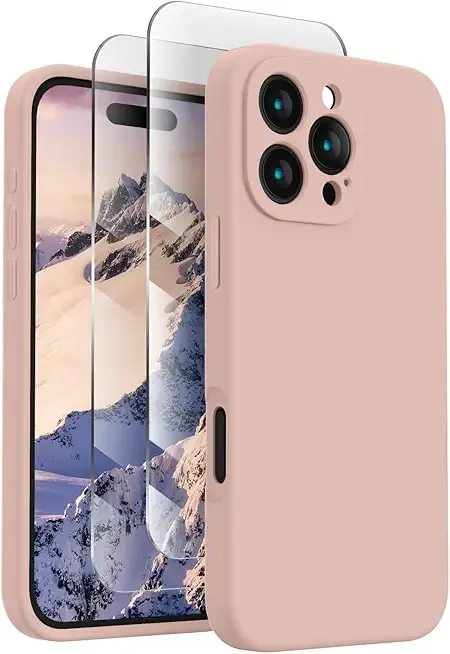 FireNova Designed for iPhone 16 Pro Case, Silicone Upgraded [Camera Protection] Phone Case, Soft Anti-Scratch Microfiber Lining Inside, 2024, Pinksand
