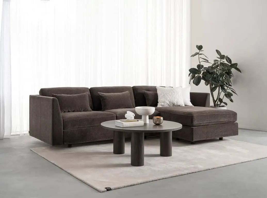 Hjellegjerde Dyp 3 seter med sjeselong 3 seter duo + stor sjeselong, armlen nr 5 ) stoff Liana Mole