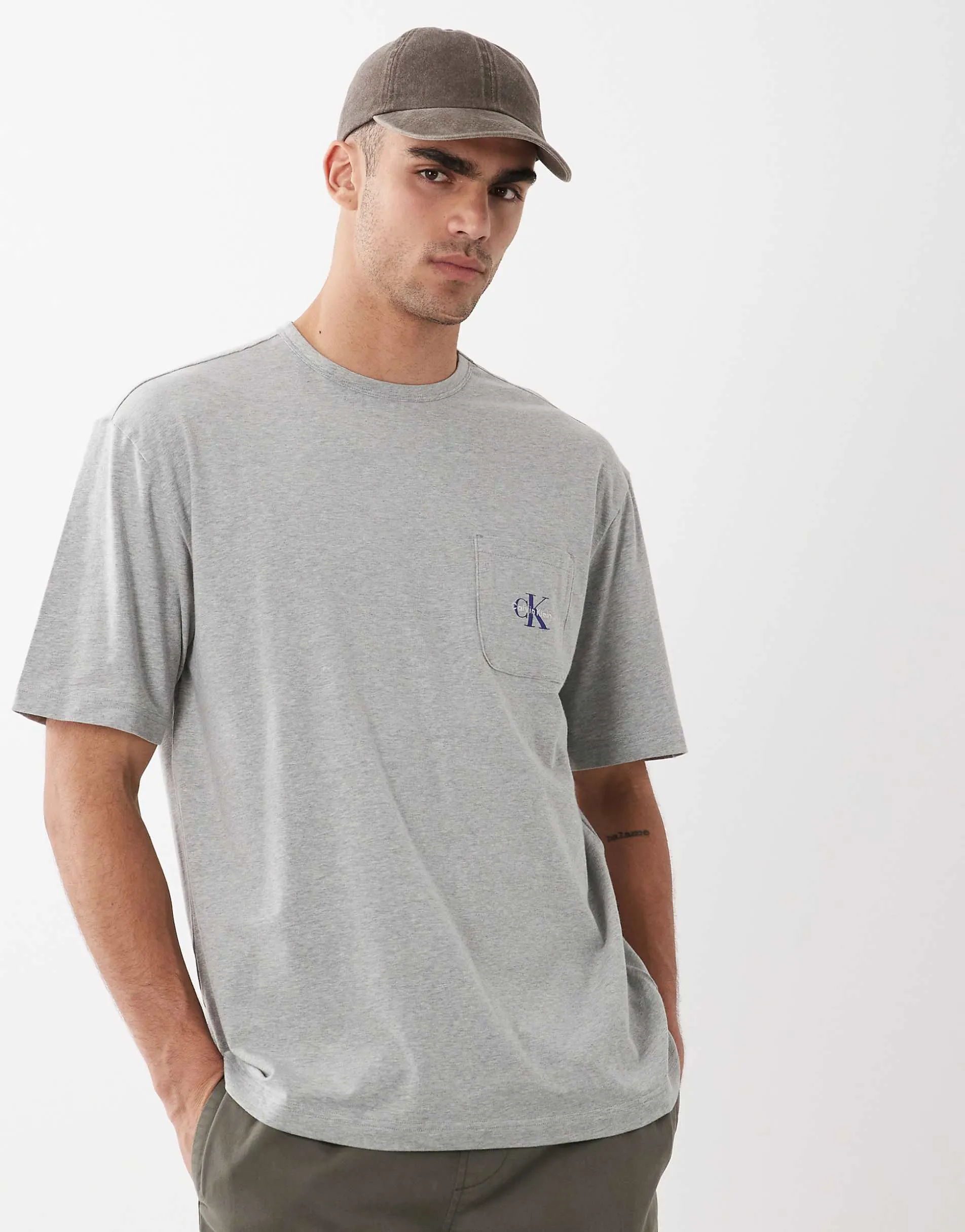 Calvin Klein Icon Cotton Stretch loungewear t-shirt in grey