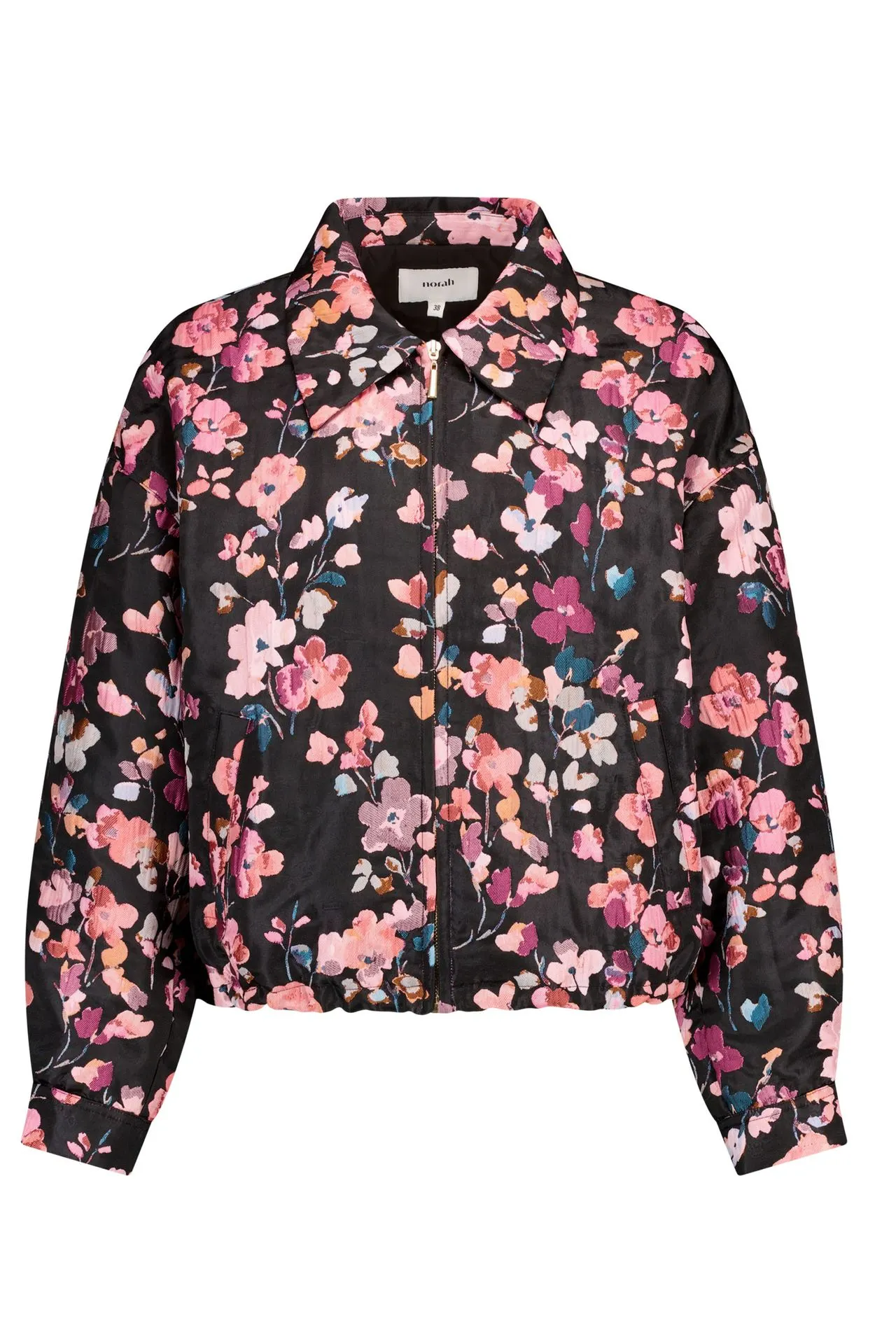 Zwart jasje met gekleurde bloemen