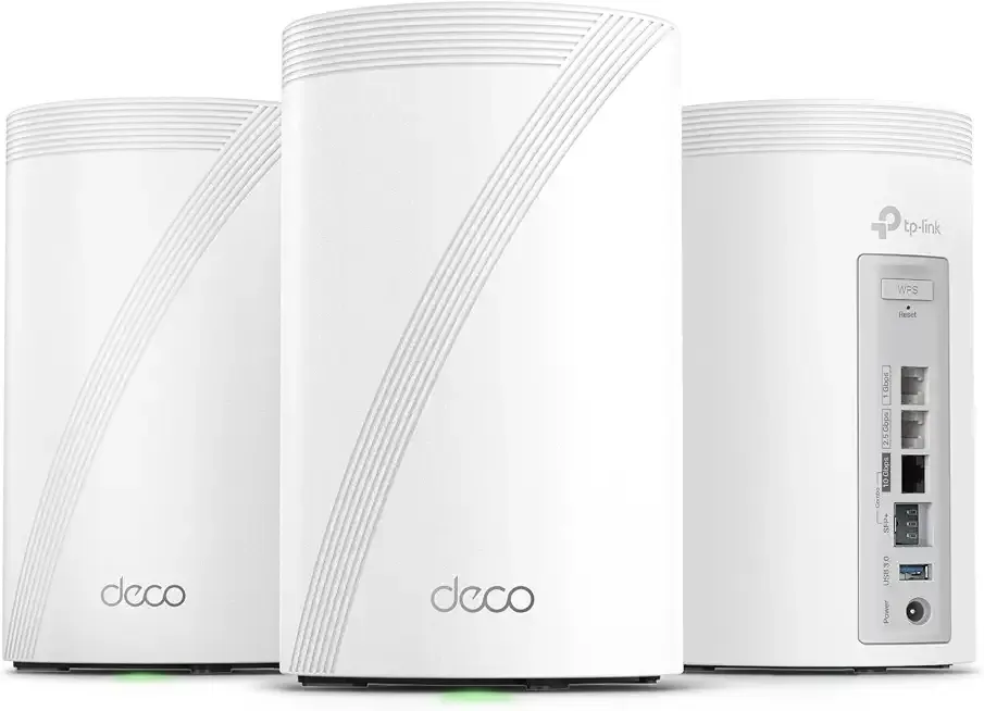 Deco 7 Pro BE17000 Tri-Band Wi-Fi 7 Whole Home Mesh System | 9-Stream 17Gbps | 10G RJ45/SFP+ Combo | Multi-Gig Wired Backhaul | Up to 8500 Sq.ft | HomeShield, MLO, 320 MHz (Deco BE77 3-Pack)