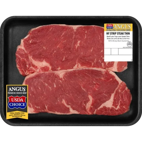 Rollback Beef Choice Angus New York Strip Steak Thin, 0.54 - 1.56 lb Tray $14.41 Was $16.26 $19.47/lb