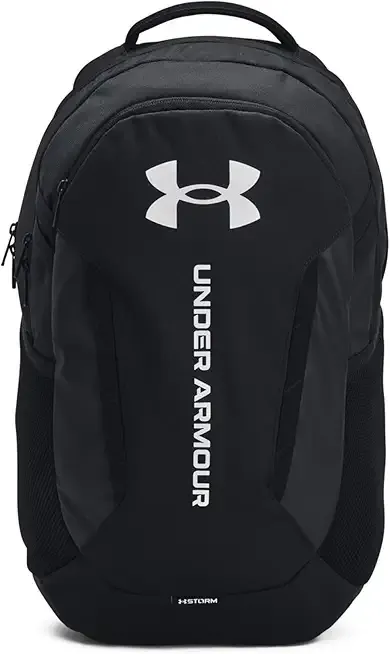 Under Armour Unisex-Adult Hustle 6.0 Backpack, (002) Black/Black/White, One Size Fits Most