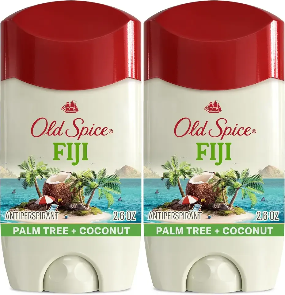 Old Spice Dry Feel Antiperspirant Deodorant for Men, 24/7 Sweat & Odor Protection, Gentle on Skin with Skin Conditioners, Dry Feel Stick, Fiji with Palm Tree + Coconut Scent, 2.6 oz (Pack of 2)