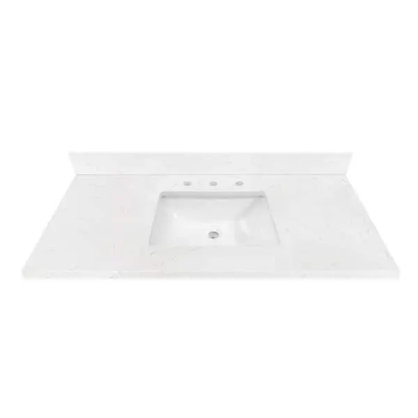 Home Decorators Collection 49 in.​ W x 22 in D Quartz White Rectangular Single Sink Vanity Top in Carrara White