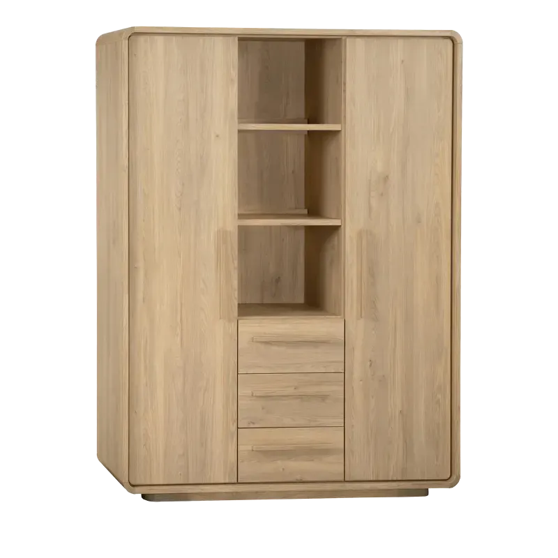 Wandkast Serenata - 140 cm - Lamulux Old Oak - 2 deuren, 3 laden, 3 open vakken
