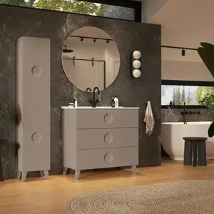 Mueble de baño con lavabo New Sphere Marrón Mate 80x45 cm con 3 cajones