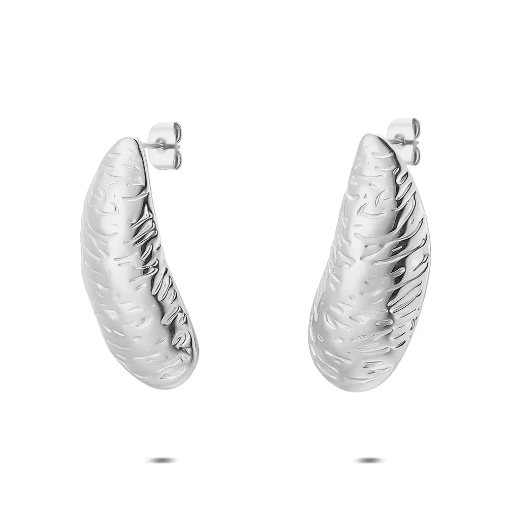 Oorbel in edelstaal, golvende vorm