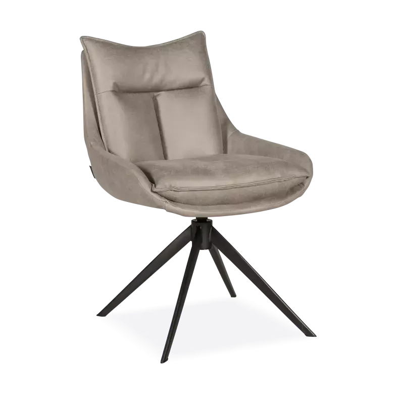 Eetkamerstoel Kenzo - draaibaar - microleder Oxx Clay - pocketvering - poot zwart