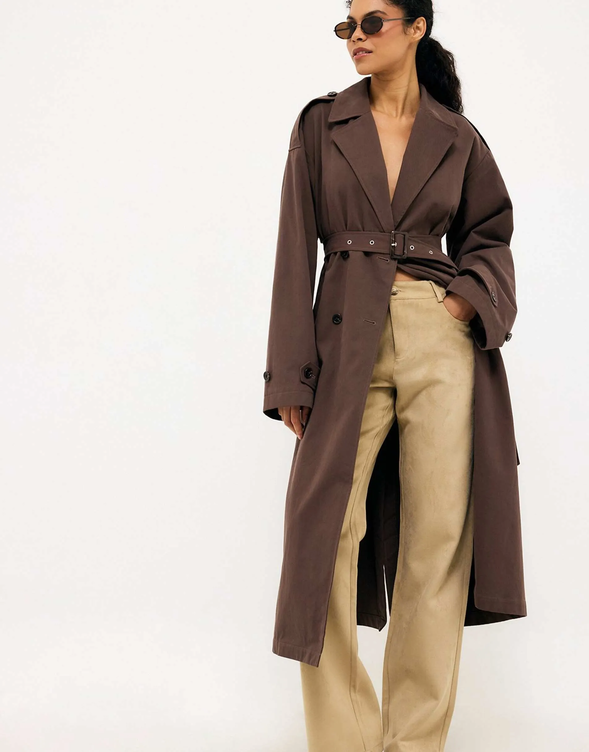NA-KD Classic trenchcoat in brown