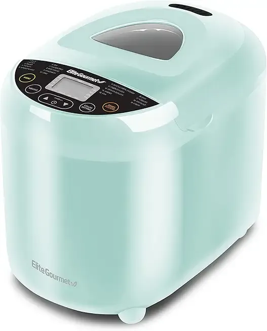 Elite Gourmet EBM8103M Programmable Bread Maker Machine 3 Loaf Sizes, 19 Menu Functions Gluten Free White Wheat Rye French and more, 2 Lbs, Mint