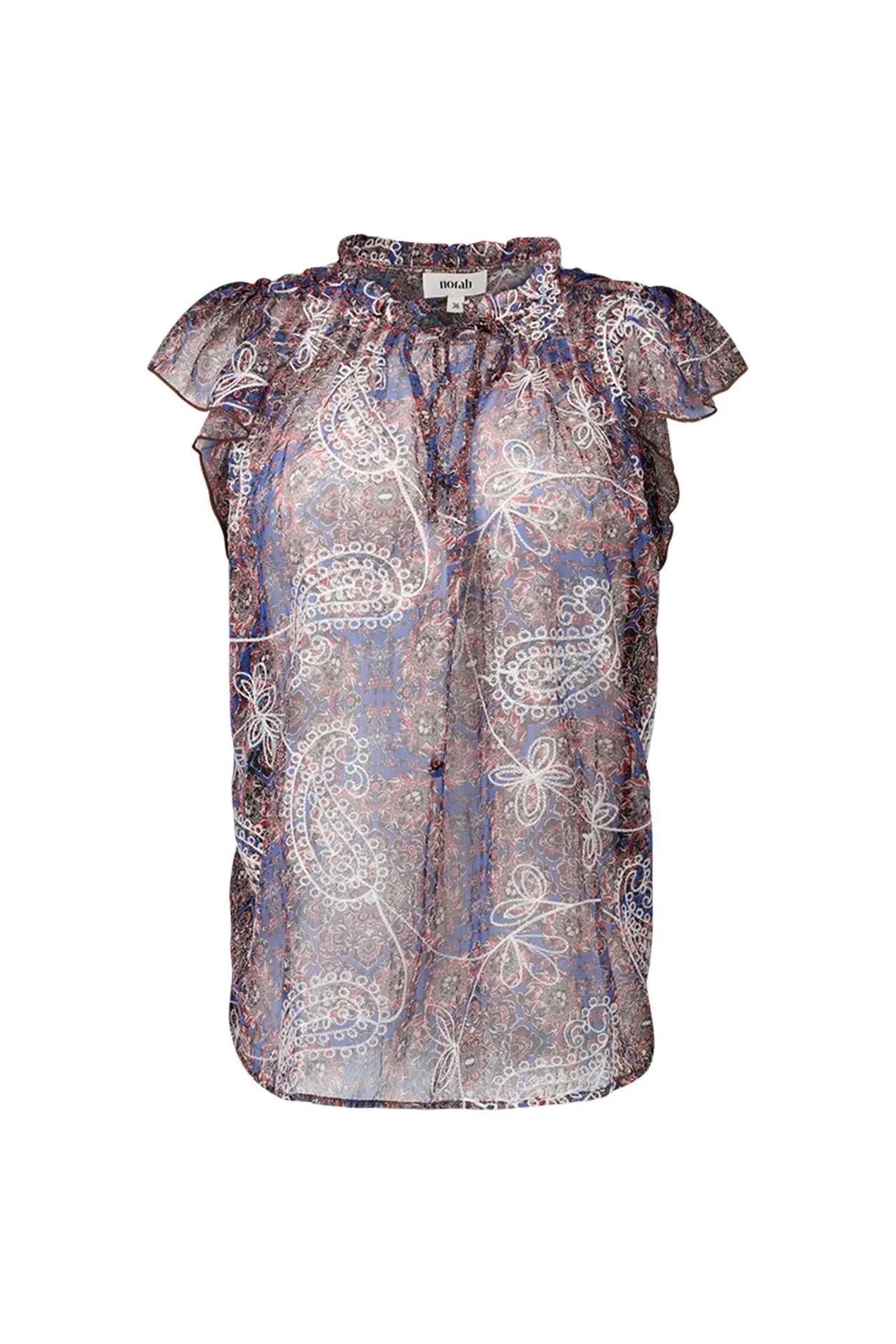 Blauwe blouse met grafische print