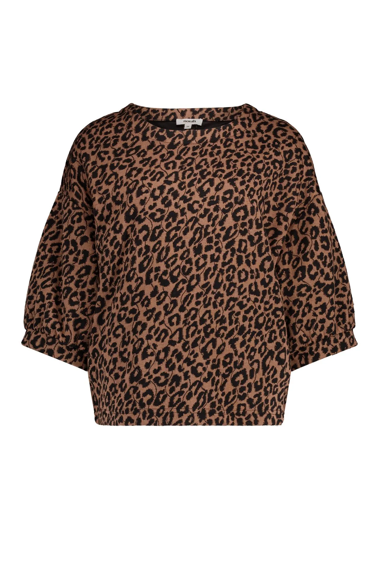 Bruin sweater met luipaardprint