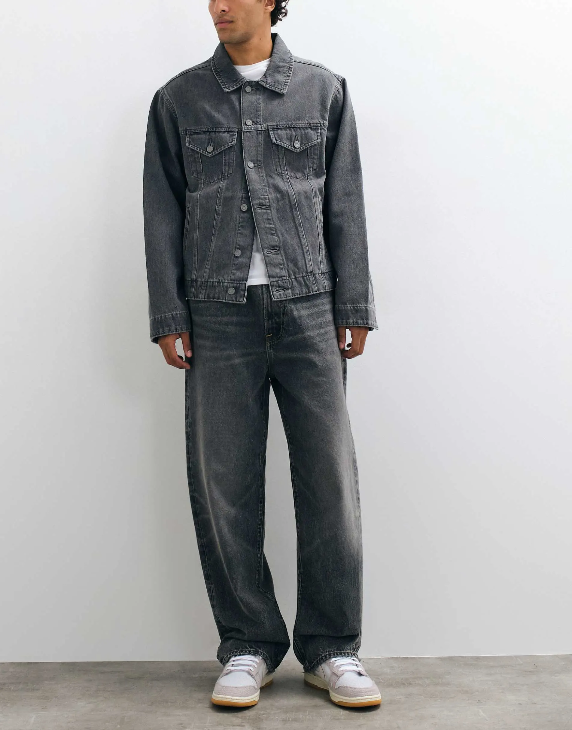 Abercrombie & Fitch baggy fit jeans in dark grey wash