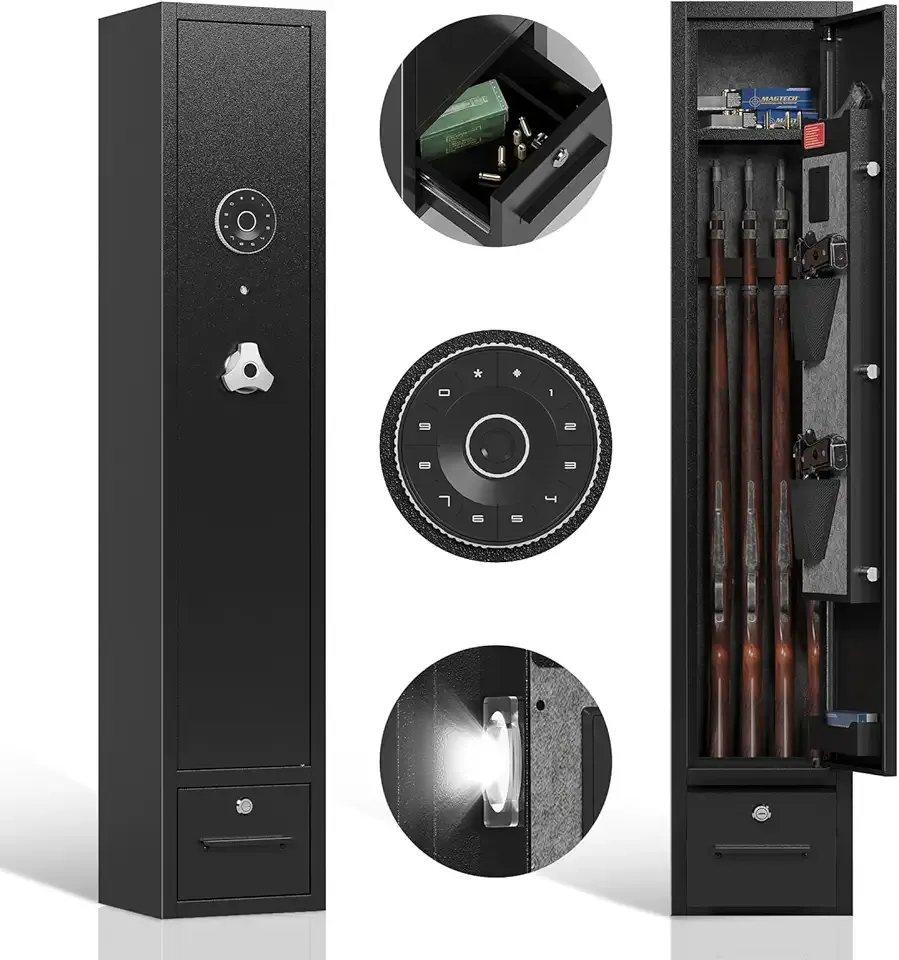 KAER 5-6 Safe,Gun Safe for Rifle and Pistols,Gun Cabinets,Rifle Safe,Gun Safes for Rifle and Shotguns,Gun Safes & Cabinets with Drawer,Indoor Gun Rack,Removable Shelf (S)