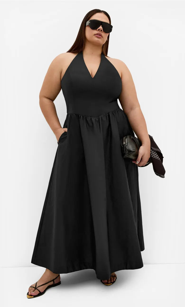 Roza Halter Maxi Dress - black