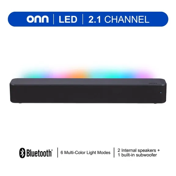 Best seller onn 20 Inch Bluetooth 2.1 Channel Soundbar with Multi-Color LED Lighting, Black $39.88 $39.88/in