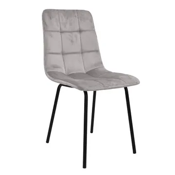 Sedia Imbottita Grigia con Gambe in Metallo h85x44x40 cm