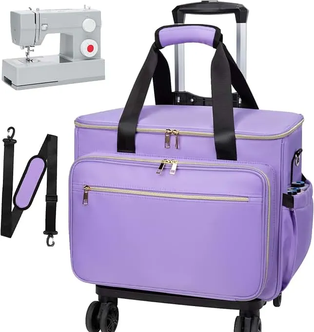 Anitor Rolling Sewing Machine Case with Wheels and Removable Bottom Padding | Sewing Machine Bag with Wheels, Fits for Singer, Brother, Jan…