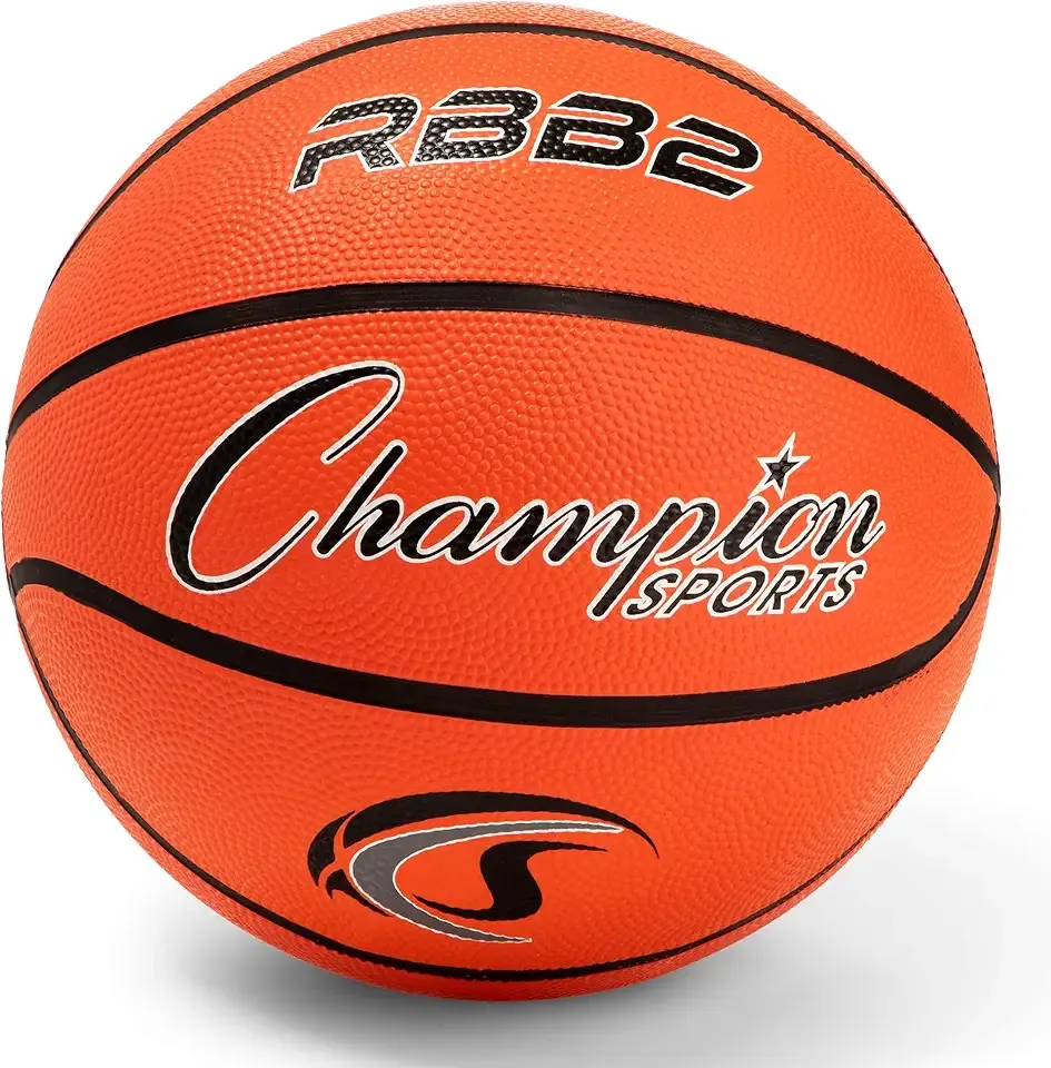 Champion Sports Rubber Basketballs – Durable Indoor & Outdoor Training & Recreational Game Balls, Multiple Sizes & Colors
